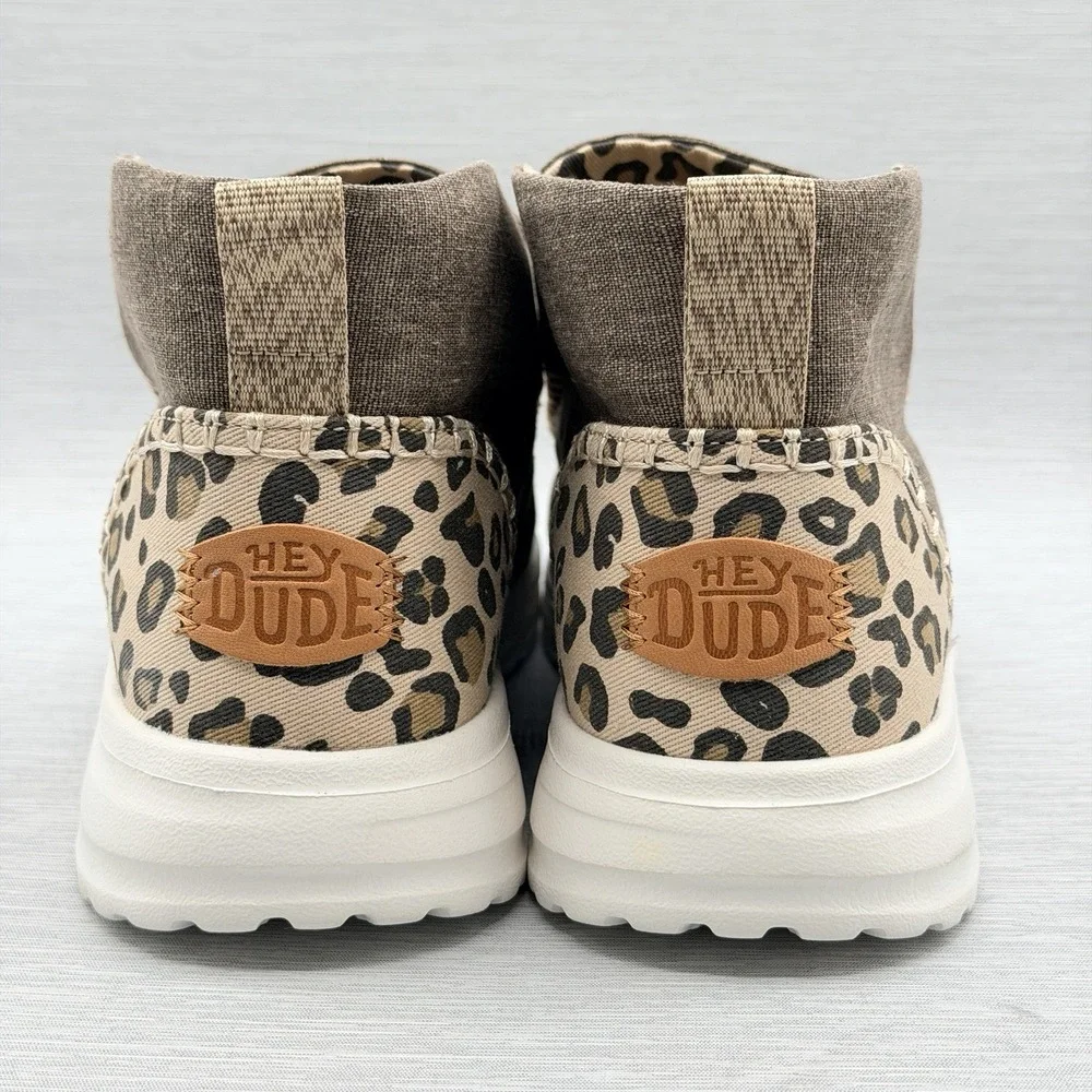 Hey Dude Women's 11 Boots Brown Leopard Print Pull On Lightweight